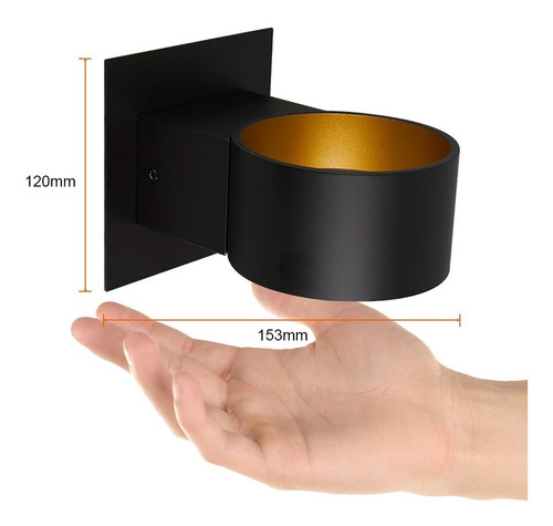 Imagen 6 de 7 de 4 Lámparas Led Sobreponer Pared Negro, 5.5w Luz Cálida