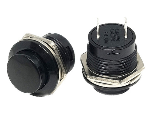 Kit 10 Un Chave Botão Push Button R13-507 Preto Sem Trava 