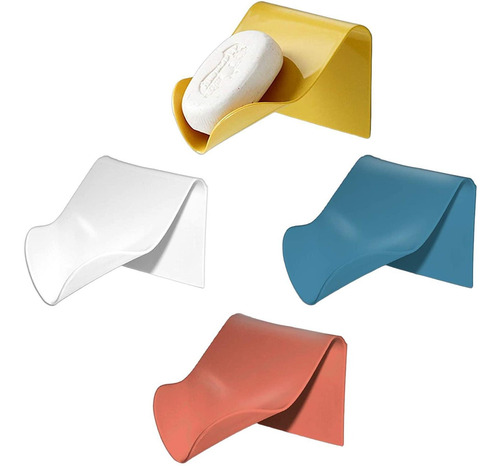 Imagen 7 de 8 de 3 Porta Jabon Blanco Moderno Adhesivo Jabonera Organizador