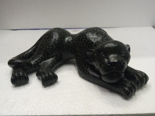 Jaguar Negro Sagrado Artesanía Barró Pulido Chiapas Maya