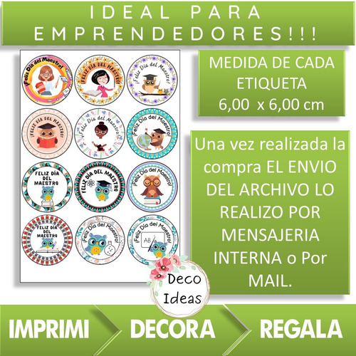 Imagen 4 de 4 de Imprimible Etiquetas Tarjetas Dia Del Maestro Pdf 03 Color