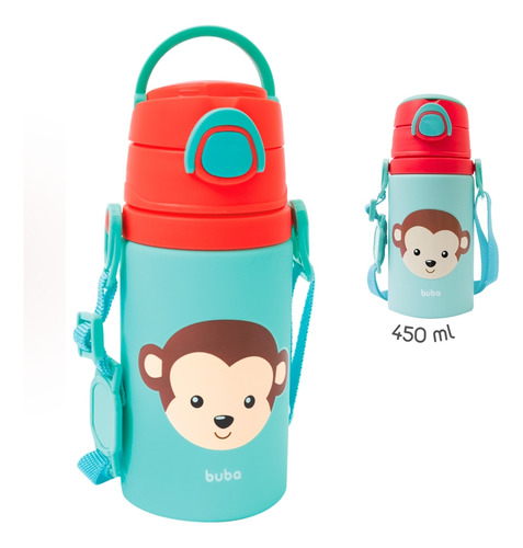 Garrafinha De Alumínio Decorada Infantil 450ml Com Alça Buba
