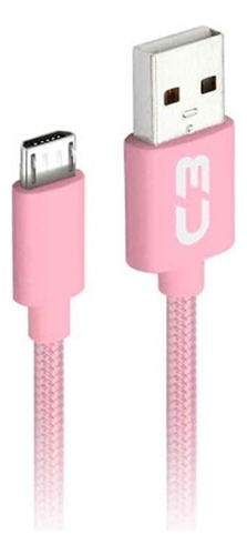 Cabo Usb-micro Usb 1m Cb-m11pk Rosa C3plus