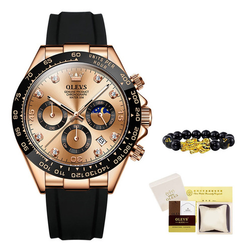 Olevs Reloj De Cuarzo De Lujo For Hombre Con Pulsera + Caja