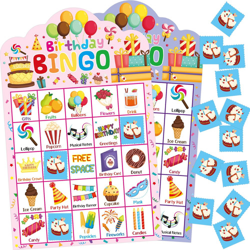 Fancy Land Juego De Bingo De Cumpleaños 24 Jugadores Para Ni