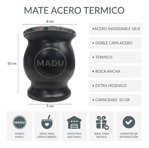Imagen 8 de 10 de Kit Matero Termo Stanley Original Mate De Acero Termico Madu