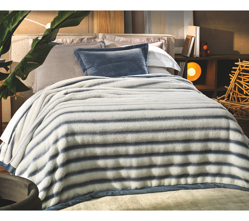 Cobertor Queen Altenburg Plush Ocean Azul Balneario - 135011