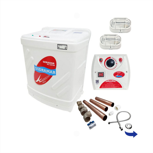 Sauna A Vapor 12kw Quadro Analógico, Kit Instalação, 2 Lumin