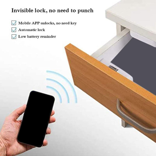 Trava De Segurança Bluetooth Para Gaveta Sem Chave Para
