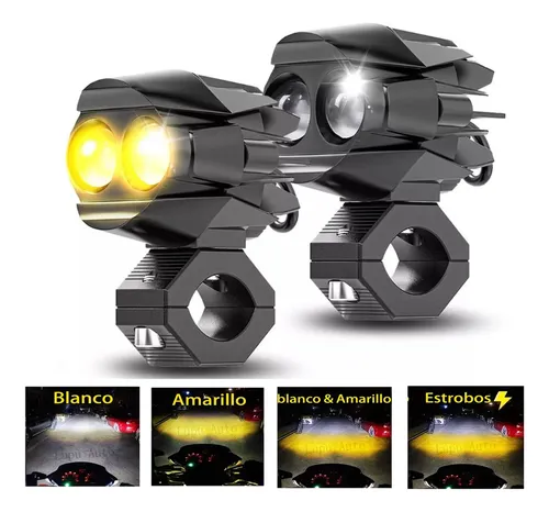 comprar Par Faros Led Lupa Laser Blanco Amarillo Moto Exploradora