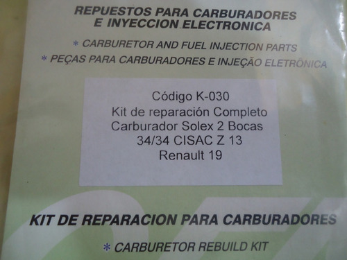 Kit Carburador Renault 19 1700 Solex 2 Bocas