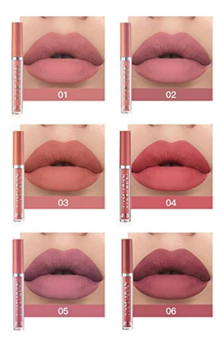 Set De Maquillaje De Lápiz Labial Líquido Mate De 6 Piezas