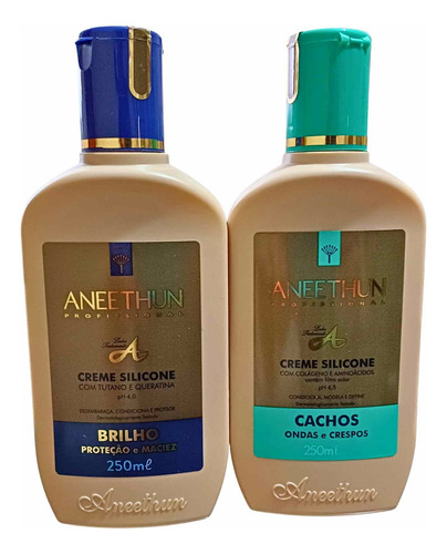 Kit Aneethun Duo Creme Silicone Tradicional+ Cachos De 250ml