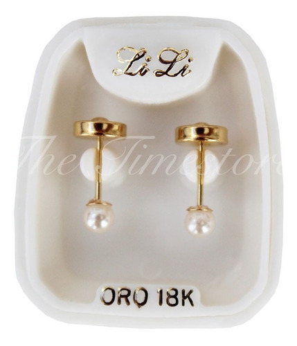 Aros Abridores Oro Lili 18k Perla 3mm Li-110c - Con Cuotas