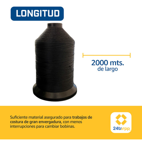 Hilo Para Mallasombra Lona Aditivos Contra Rayos Uv 2000 Mts Color Negro