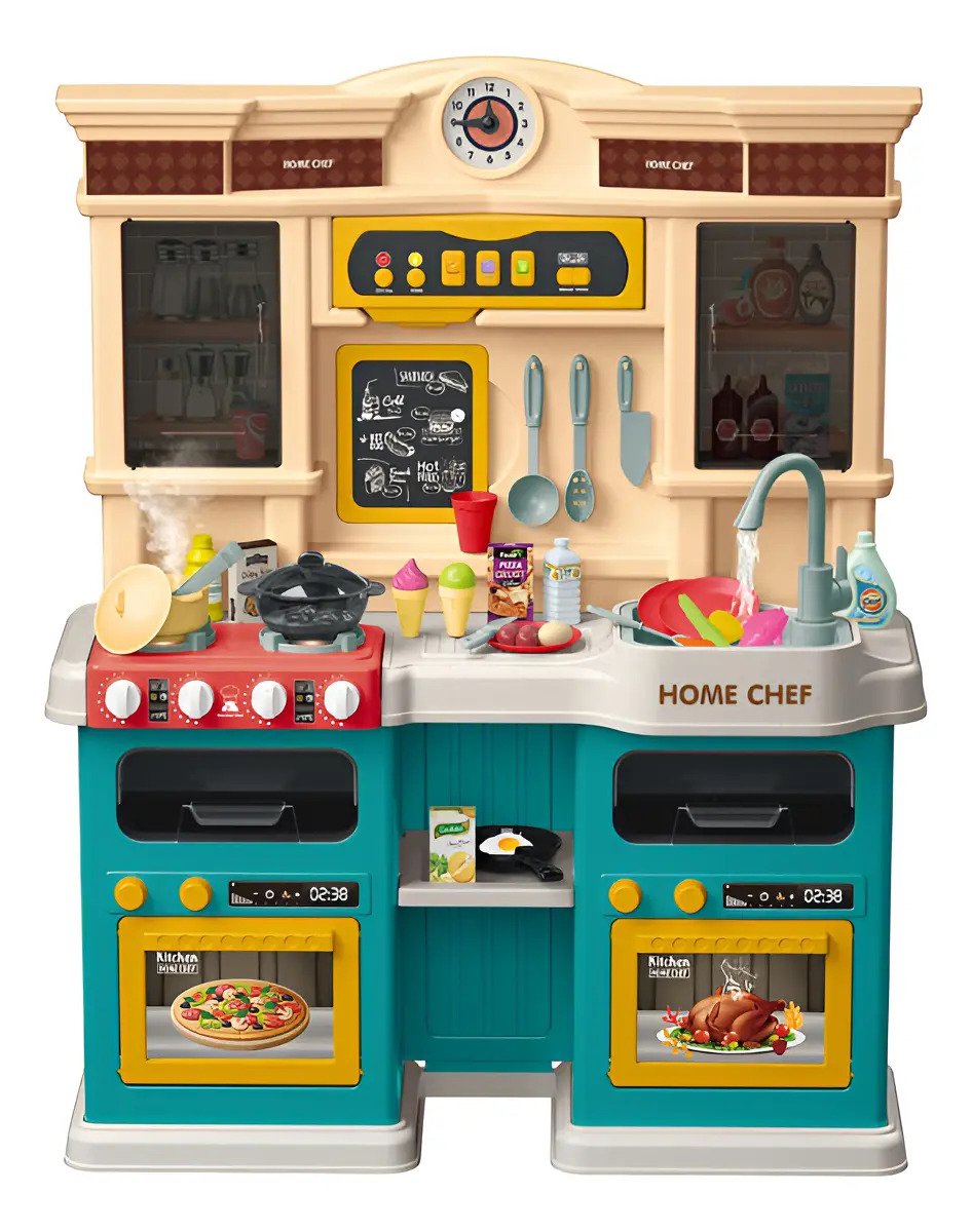 Cozinha infantil com água luz som e acessórios Steam 85 Petrol Blue