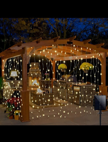 Acortina Led Solar Cascada Navidad 3x2 Calidas