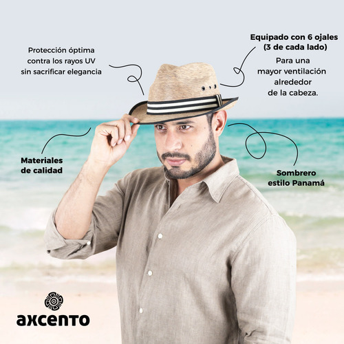 Axcento Sombrero De Palma Estilo Panamá Para Hombre M/l