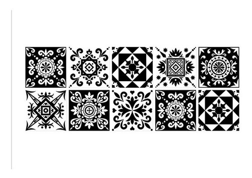 Set 10 Azulejos Blanco Y Negro Pegatinas Decoración De Pared