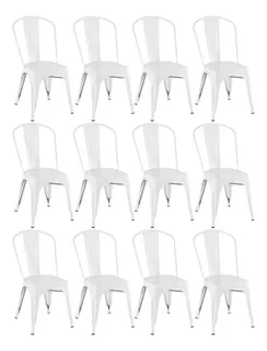 12 Cadeiras Tolix Iron Aço Metal Industrial Loft Cores Cor da estrutura da cadeira Branco