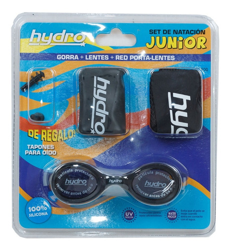 Set Natación Junior Hydro®: Gorra + Lentes + Tapones Oído