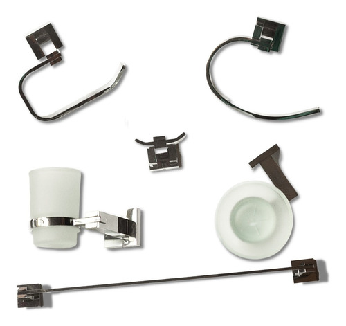 Imagen 1 de 10 de Accesorios Baño 6 Piezas 100% Metal Minimalista Avos Atenea