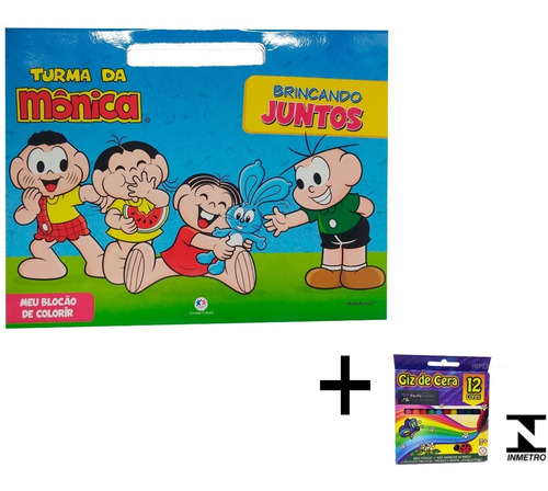 Livro De Colorir Meu Blocão Turma Da Monica + Kit Pintura