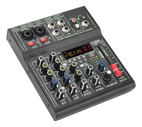 Mini Mezclador De 4 Canales Individual + 48v 99 Dsp Efectos