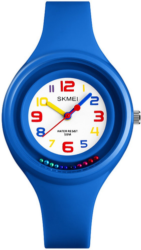 Reloj Niño Skmei De Agujas Azul Resiste 3 Atm Mod. 1386