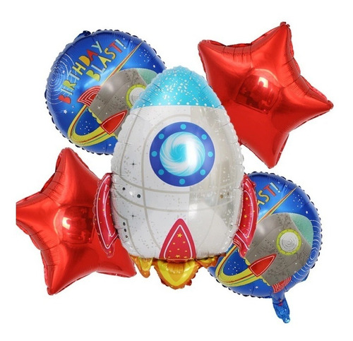 Combo Globos Fiesta Astronauta (6 Piezas). Cumpleaños.