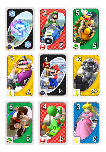 Jogo De Cartas Uno Mario Kart +7 Anos Com Itens E Cartas