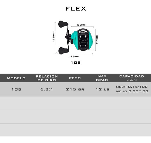 Imagen 7 de 8 de Reel Huevito Caster Flex 105 L Baitcasting 5 Rulemanes Zurdo