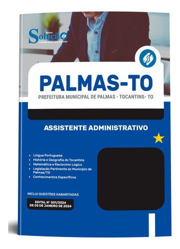 Apostila Assistente Administrativo Palmas To 2024 Ed Solução