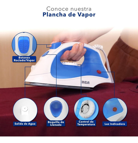 Plancha Vapor Rca 150ml Suela Antiadherente Ligera Portátil Agua