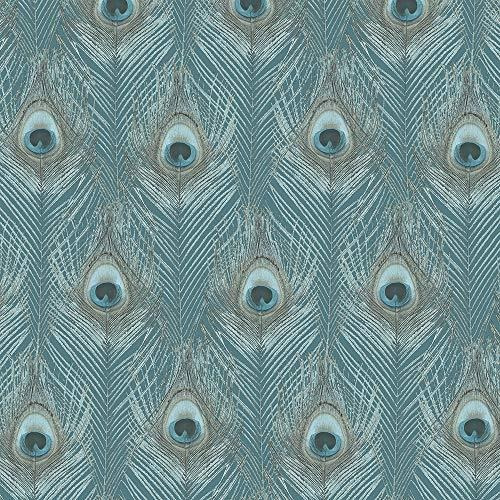 Papel Tapiz - Norwall G67978 Peacock Wallpaper, Blue, Blue G