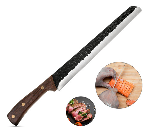 Faca Churrasco Profissional Premium Torwho Para Carne Design Rústico Artesanal Madeira 12 Polegadas Casa Attract 4x4sc
