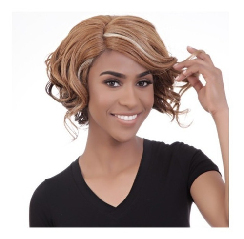 Front Lace Wig Ondulada Curta Loiro Dourado Fibra Orgânica