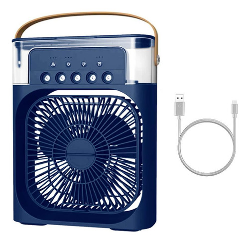 Ventilador humidificador de aire acondicionado portátil de color azul