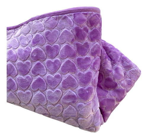 Manta Frazada Cuna Bebé 100 X 140 Cm Corazón Violeta