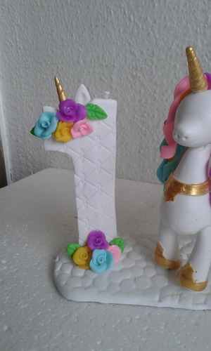 Vela Personalizada De Unicornio En Masa Flexible