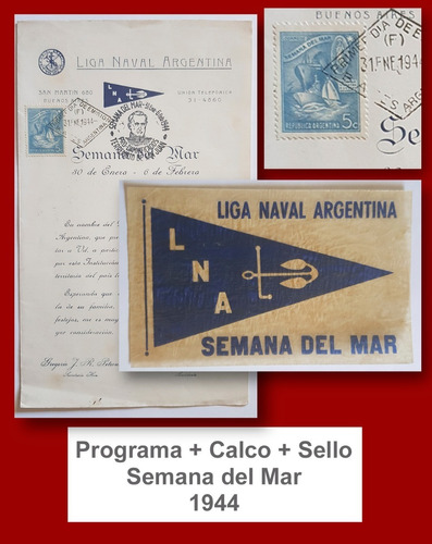 Programa De Festejos Liga Naval 1944 + Sello + Calco