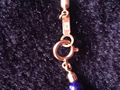Colar De Corais Azul Marinho E Ouro