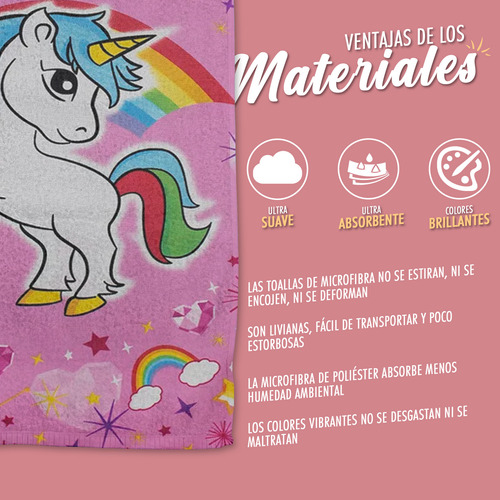 Toalla De Baño Infantil Niño/niña Diseño Unicornio Rosa Unicornio