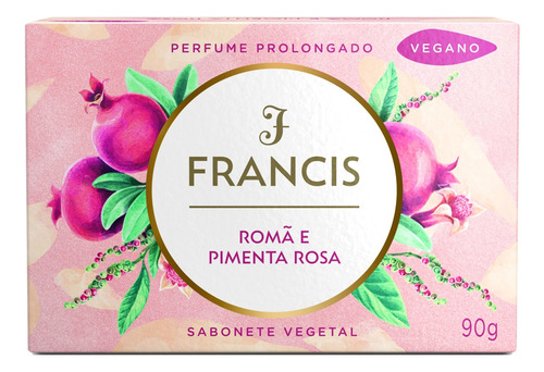 Sabão em barra Francis Vegetal Romã e Pimenta-Rosa de 90 g