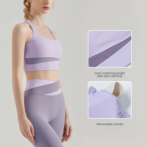 Traje De Yoga Color Block Con Cintura Cruzada Para Mujer