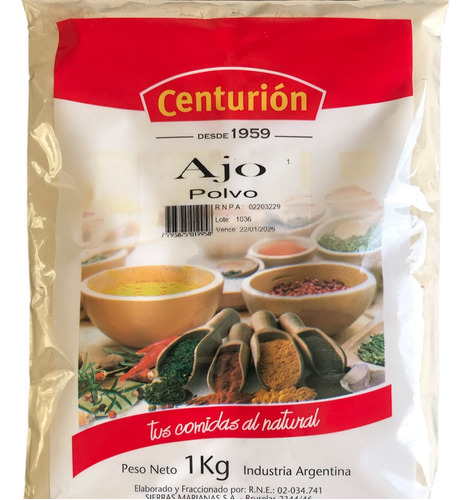 Ajo En Polvo Marca Centurion X 1 Kg