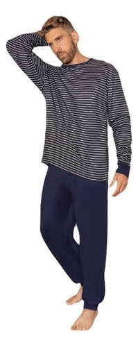 Pijama Hombre Lencatex Manga Larga Jersey Rayado #23522