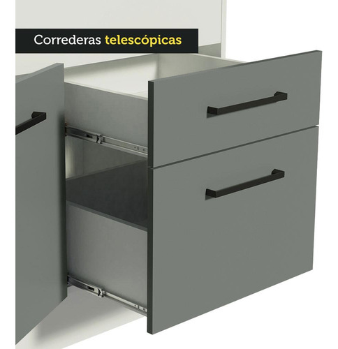 Gabinete Bajo Bufetera Madesa Agata 150cm Con Encimera Bg 01 Color Blanco/Gris
