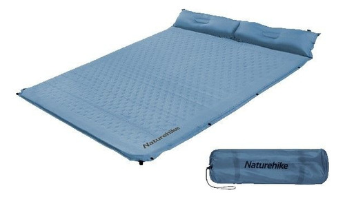 Colchoneta Autoinflable Doble Con Almohada Naturehike Color Celeste