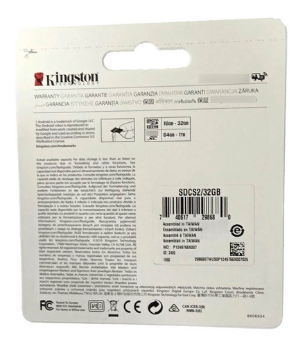 Imagen 4 de 6 de Memoria Sd Hd Kingston 32gb Clase 10 Original Sellado